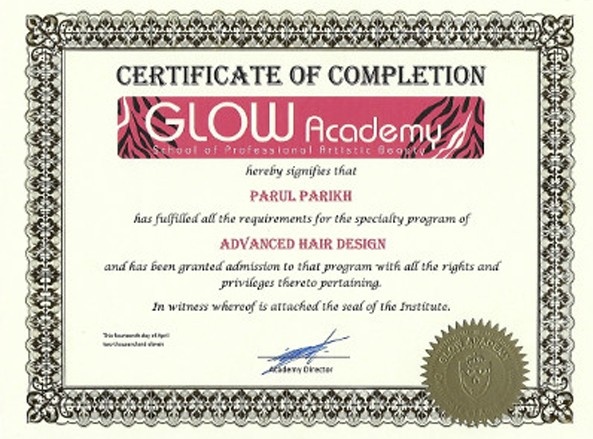 Glow acadamy certificate