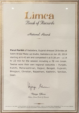 Limca book of records certificate